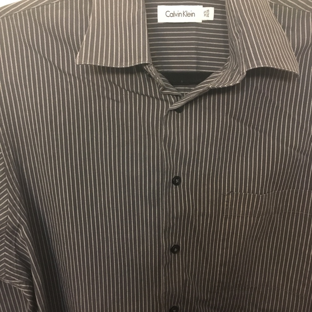 Grey and White Stripe Dress Shirt sz M